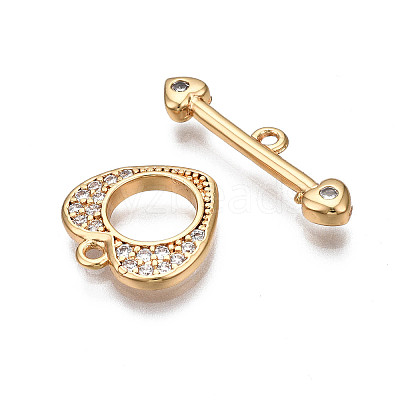 Brass Micro Pave Clear Cubic Zirconia Toggle Clasps X-KK-Q278-005-NF-1