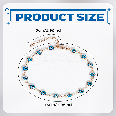 1Pc Ethnic Style Evil Eye Link Chain Bracelets for Women BJEW-LP0004-15-1