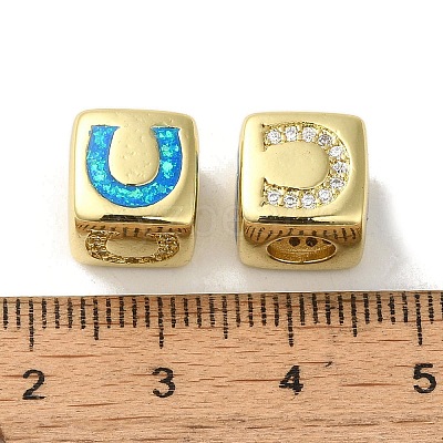 Rack Plating Brass Micro Pave Cubic Zirconia Beads KK-P268-01G-04-1