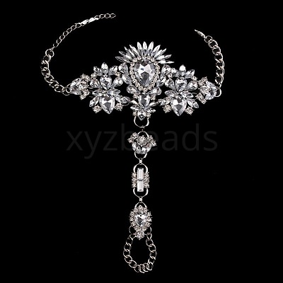 Fashion Alloy & Acrylic Rhinestone Flower Toe Ring Anklets for Beach Party WGAEED0-01-1