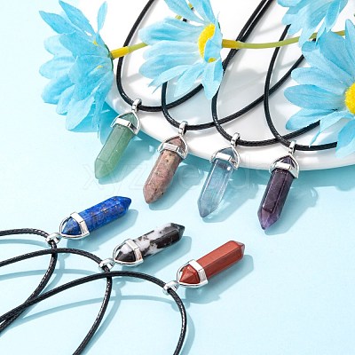 12Pcs 12 Style Natural Gemstone Double Terminated Pointed Pendants G-LS0001-74-1
