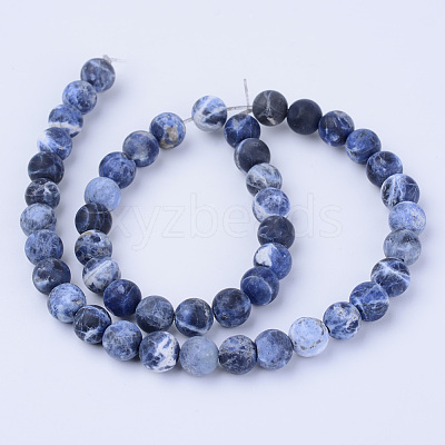Natural Sodalite Beads Strands X-G-Q462-8mm-07-1