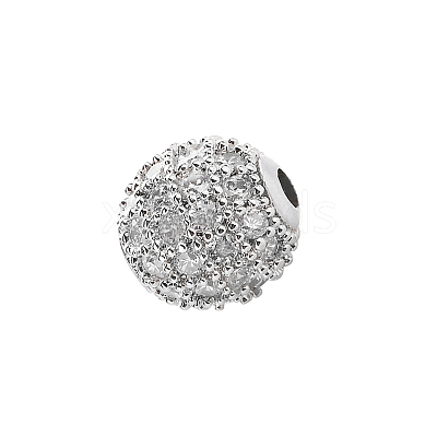 CZ Brass Micro Pave Grade AAA Clear Color Cubic Zirconia Round Beads KK-O065-6mm-05P-NR-1