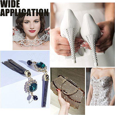 Silver Iron Rhinestone Strass Chains CH-WH0009-04S-02-1