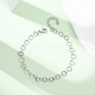 304 Stainless Steel Ring Link Chain Bracelets BJEW-P373-02A-P-1
