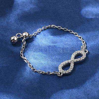 925 Sterling Silver Micro Pave Cubic Zirconia Slide Rings RJEW-R016-02P-03-1