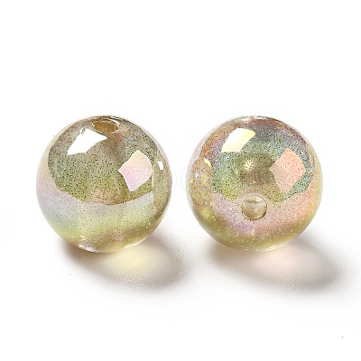 UV Plating Transparent Rainbow Iridescent Acrylic Beads OACR-D010-01C-1