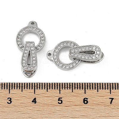 Brass Clear Cubic Zirconia Fold Over Clasps KK-Z078-09P-1
