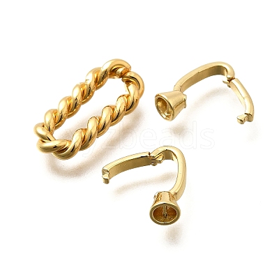 Rectangle Rack Plating Brass Fold Over Clasps KK-S508-24G-1