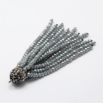 Electroplate Glass Bead Tassel Big Pendants EGLA-P023-14-1