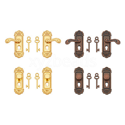 8 Sets 6 Styles Miniature Alloy Door Lock & Key AJEW-GO0001-73-1