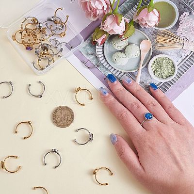 30Pcs 6 Style 201 Stainless Steel Cuff Pad Ring Settings FIND-SZ0002-73-1