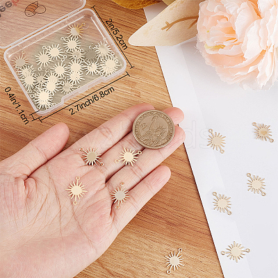 40Pcs Brass Connector Charms KK-BBC0029-12G-1