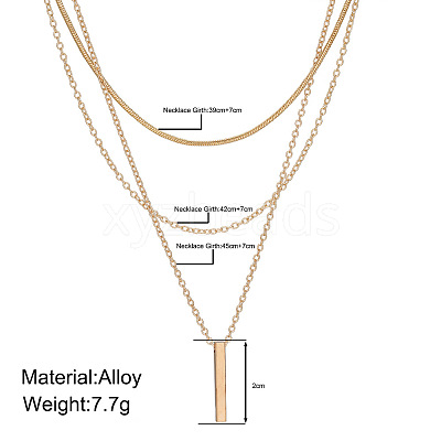 Alloy 3 Layer Necklaces for Women WG9523E-01-1