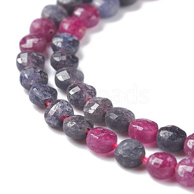 Natural Red Corundum/Ruby and Sapphire Beads Strands G-S362-013-1