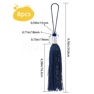 8Pcs Polyester Tassel Pendant Decorations AJEW-GF0004-66C-1