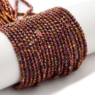 Electroplate Glass Beads Strands GLAA-H021-01A-FP10-1