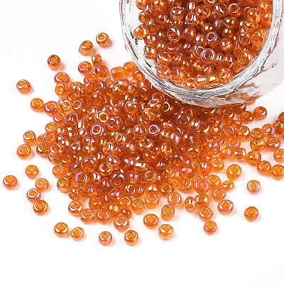 Round Transparent Colors Rainbow Glass Seed Beads X-SEED-A007-3mm-169-1