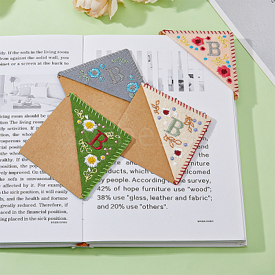 4Pcs 4 Style Felt Embroidery Bookmarks FIND-HY0003-46B-1