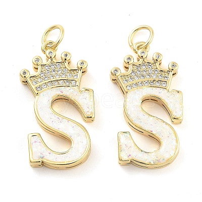 Brass Micro Pave Clear Cubic Zirconia Pendants KK-G498-01S-02-1