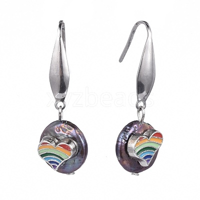 Natural Baroque Pearl Keshi Pearl Dangle Earrings EJEW-JE03444-1