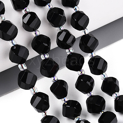 Natural Black Onyx(Dyed & Heated) Beads Strands G-T144-24A-03-1