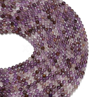 Natural Purple Phantom Quartz/Purple Lodolite Quartz Beads Strands G-L661-A01-5mm-1