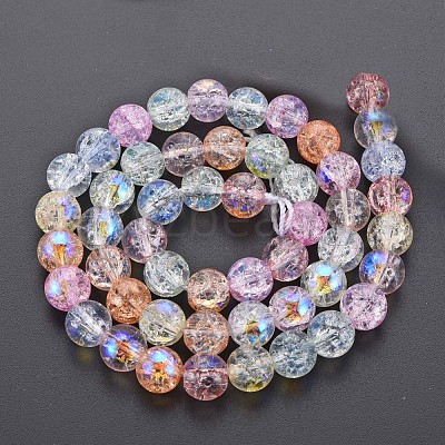 Electroplate Crackle Glass Bead Strands GLAA-S192-C-008B-1