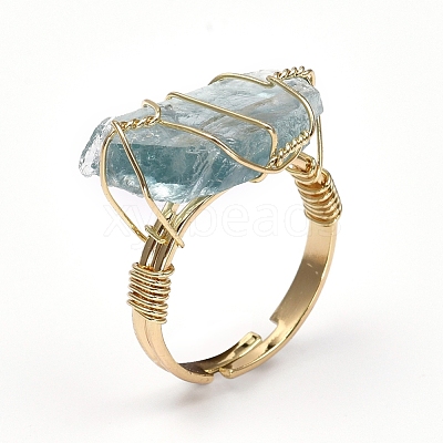 Nuggets Shape Natural Quartz Adjustable Finger Rings RJEW-E166-05-1