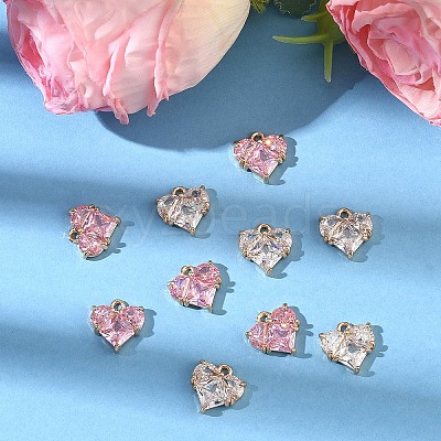 2Pcs 2 Colors Brass Pave Cubic Zirconia Charms ZIRC-YW0001-34-1