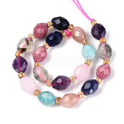 Natural Sodalite & Rhodonite & Prehnite & Amethyst & Rose Quartz & Flower Amazonite & Sunstone Beads Strands G-N358-04A-01-1