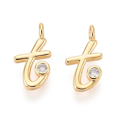 Brass Micro Pave Cubic Zirconia Charms KK-N263-97G-T-1