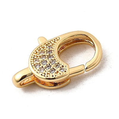 Brass Clear Cubic Zirconia Lobster Claw Clasps KK-Z078-45A-G-1
