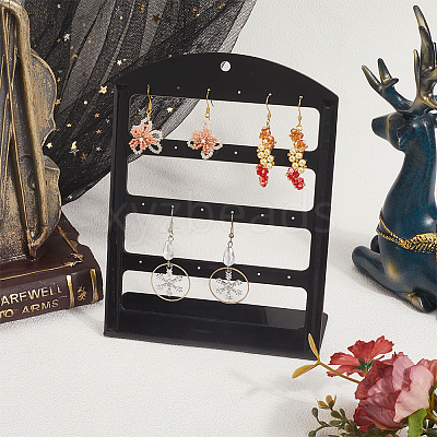 4-Tier L Shaped Acrylic Earring Organizer Display Stands ODIS-WH0099-65C-1
