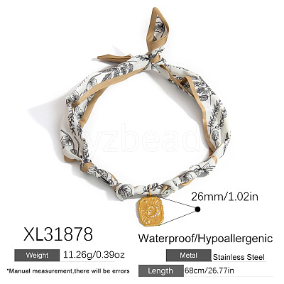 304 Stainless Steel Pendant Printed Scarf Necklaces FS-WGD2FA8-04-1
