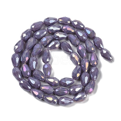Opaque Solid Color Electroplate Glass Beads Strands LS-EGLA-N013-P8mm-B09-1