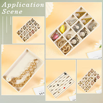 Rectangle Wood Covered with Velvet Jewelry Ring Display Trays AJEW-WH20054-062E-01-1