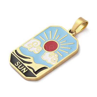 Ion Plating(IP) 304 Stainless Steel Enamel Pendants STAS-Q003-01G-08-1