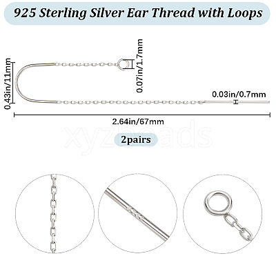 2 Pairs Sterling Silver Stud Earring Findings STER-BBC0007-08-1