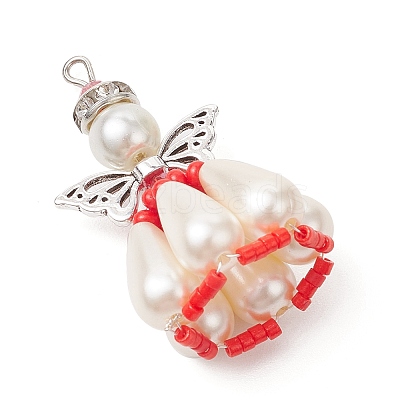 Pearlized Glass Pearl Beads  Pendants PALLOY-MZ00487-03-1