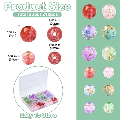 210Pcs 12 Styles Transparent Crackle Acrylic Beads DACR-YW0001-02-1
