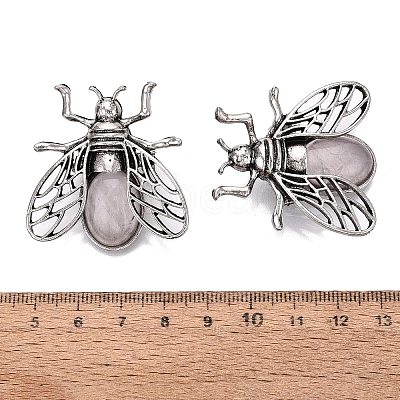 Natural Rose Quartz & Alloy Lapel Pin Brooches GG-N001-04AS-01-1