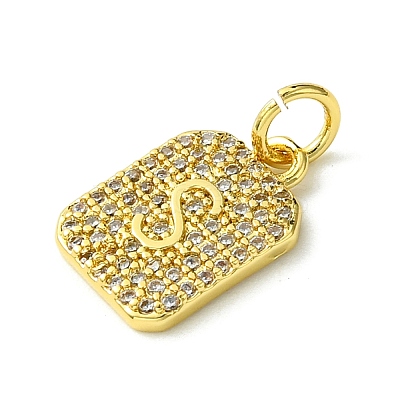 Rack Plating Brass Micro Pave Clear Cubic Zirconia Charms KK-G501-01S-G-1