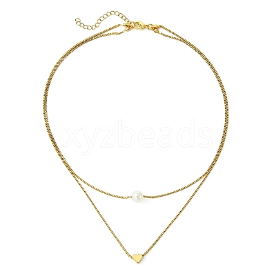 Brass Double Layer Necklace NJEW-JN04918-1