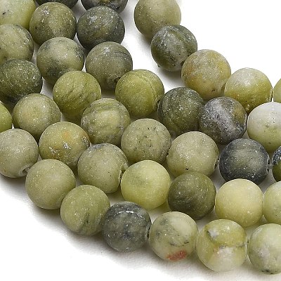 Frosted Natural Chinese Jade Southern Jade Beads Strands G-M248-8mm-06-1