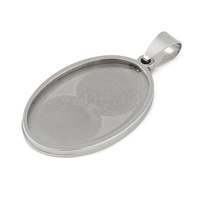 Non-Tarnish 201 Stainless Steel Pendant Cabochon Settings X-STAS-L279-012P-01-1