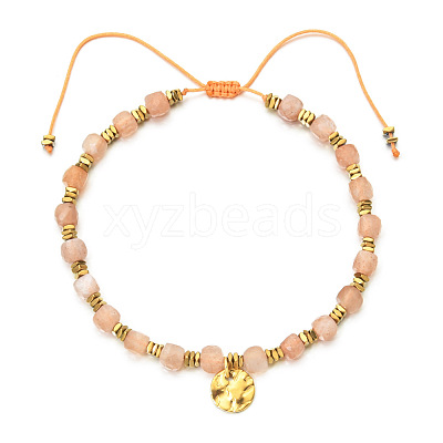Bohemian Style Synthetic Sunstone Cube Braided Bead Bracelet YV1392-1-1