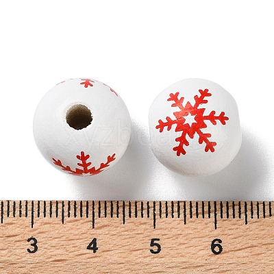 Printed Wood European Beads WOOD-Z002-08E-1