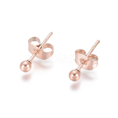 Ion Plating(IP) 304 Stainless Steel Stud Earrings EJEW-L215-57A-RG-1