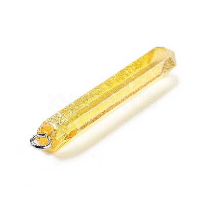 Electroplated Natural Quartz Pendants G-P315-B01-09P-1